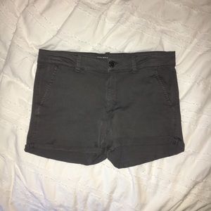 Gray Midi Twill Shorts